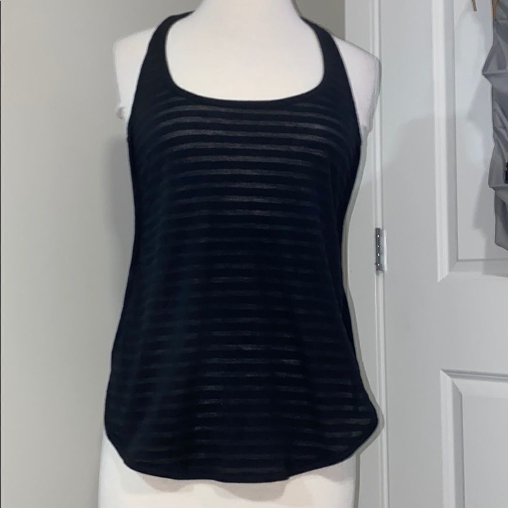 Fabletics workout tank top EUC Size M black stripe